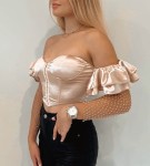Gorset premium z siateczką i cyrkoniami | A’la satyna | Rozmiary S/M i L/XL 
