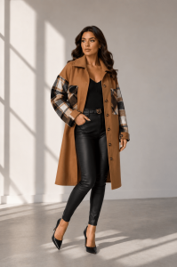 Długi płaszcz damski oversize – modny fason w miejskim stylu UNI  XS, S, M, L, XL 